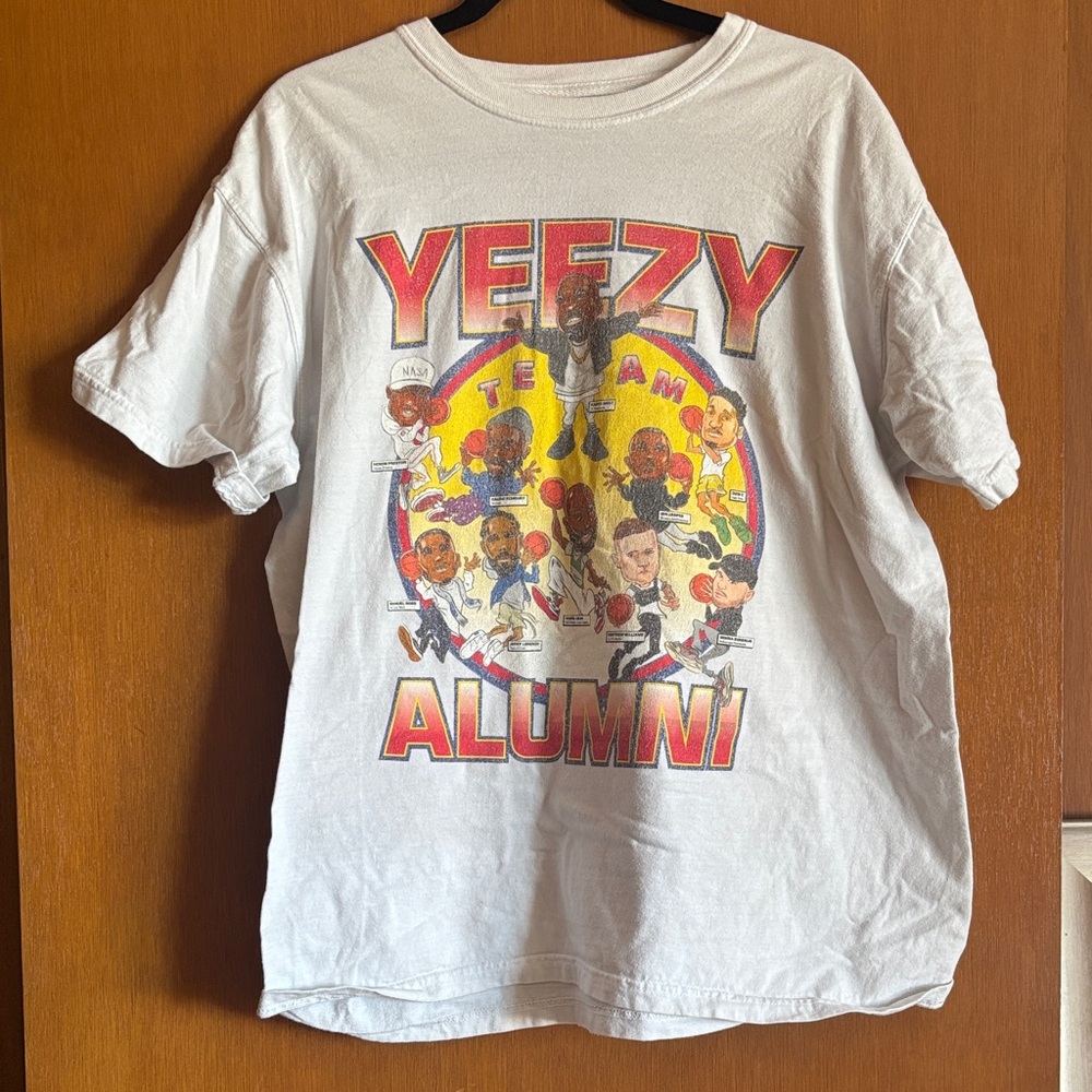Yeezy Team Alumni Graphic Tee in White with Red & Yellow Print
